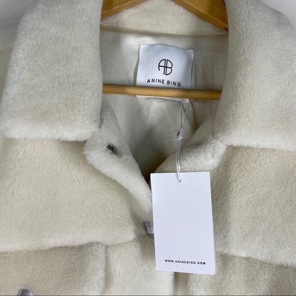 Anine Bing Rory Faux Sherpa Oversized Shacket in Cream L - Picture 7 of 13